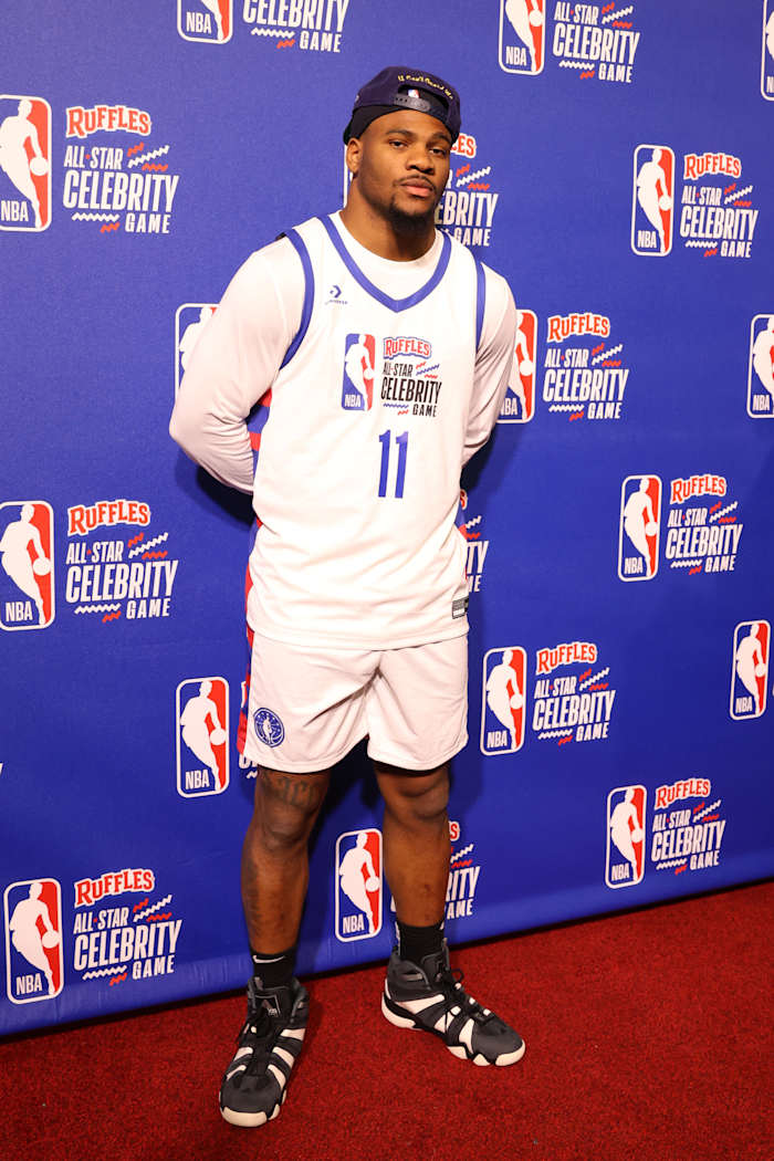 Micah Parsons on the red carpet before the NBA All-Star Celebrity Game.
